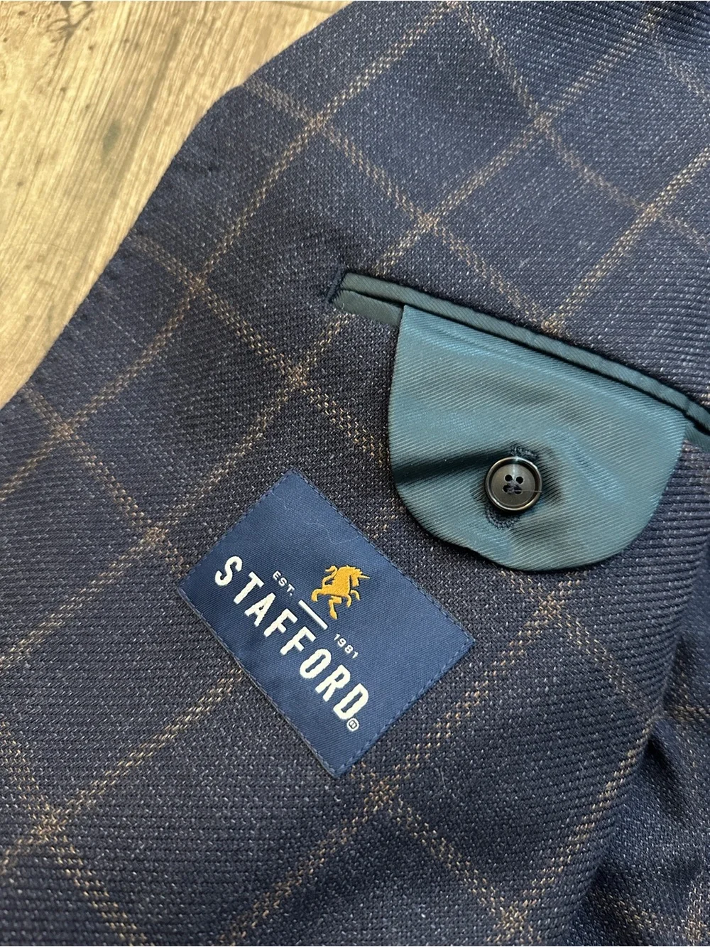 Stafford 60% Wool 40% Cotton Classic Fit Sport Coat Blazer Men’s 42 R Navy